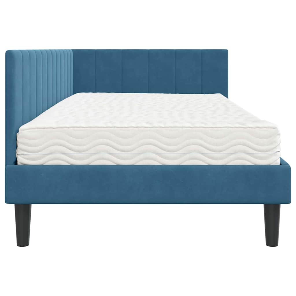 Struttura Letto Angolare con Materasso 2 pcs Blu Velluto | homemem39