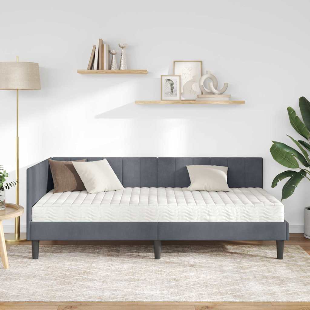 Struttura Letto Angolare con Materasso 2 pcs Grigio Velluto | homemem39