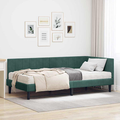 Struttura Letto Angolare con Materasso 2 pcs Verde Velluto