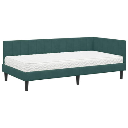 Struttura Letto Angolare con Materasso 2 pcs Verde Velluto