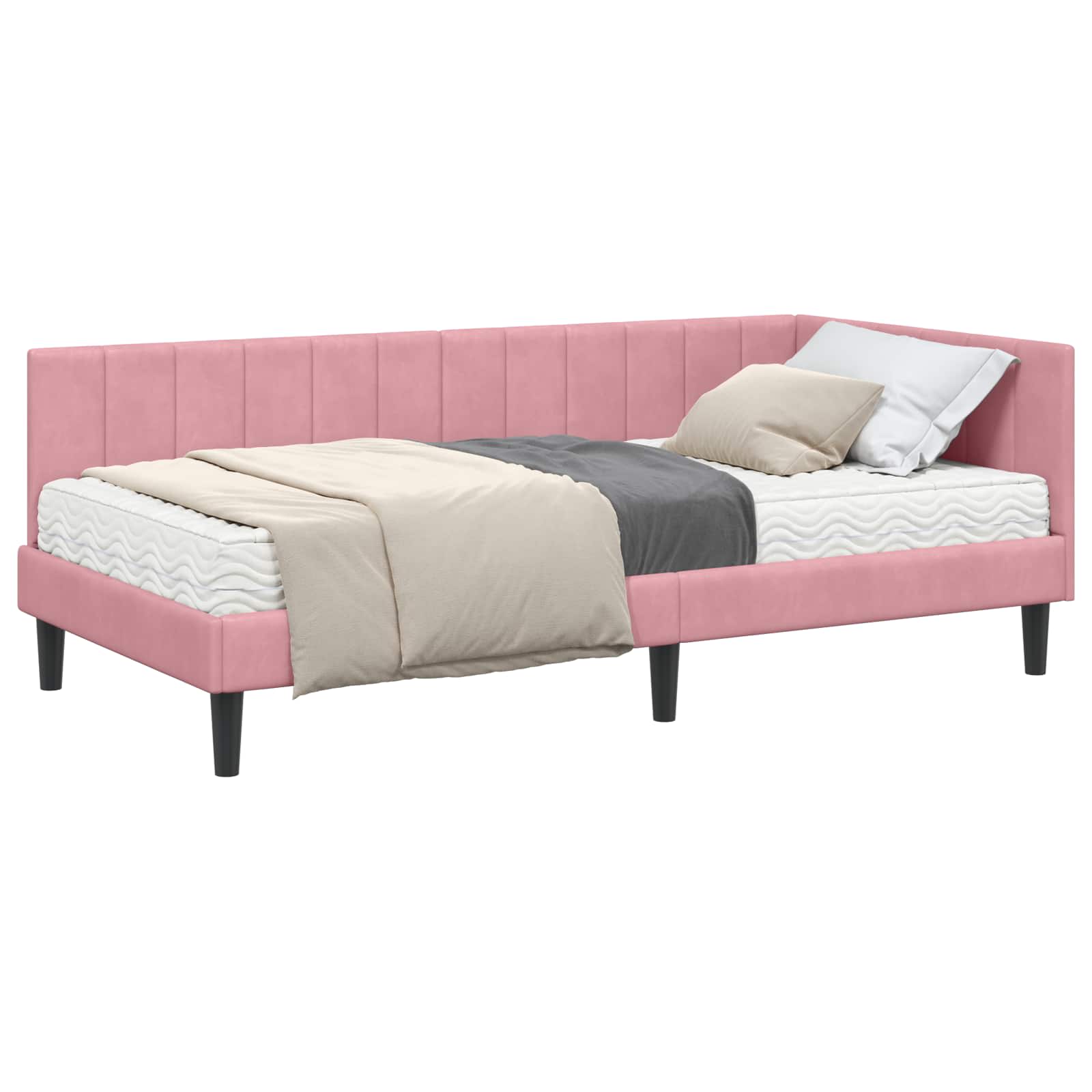 Struttura Letto Angolare con Materasso 2 pcs Grigio Velluto | homemem39