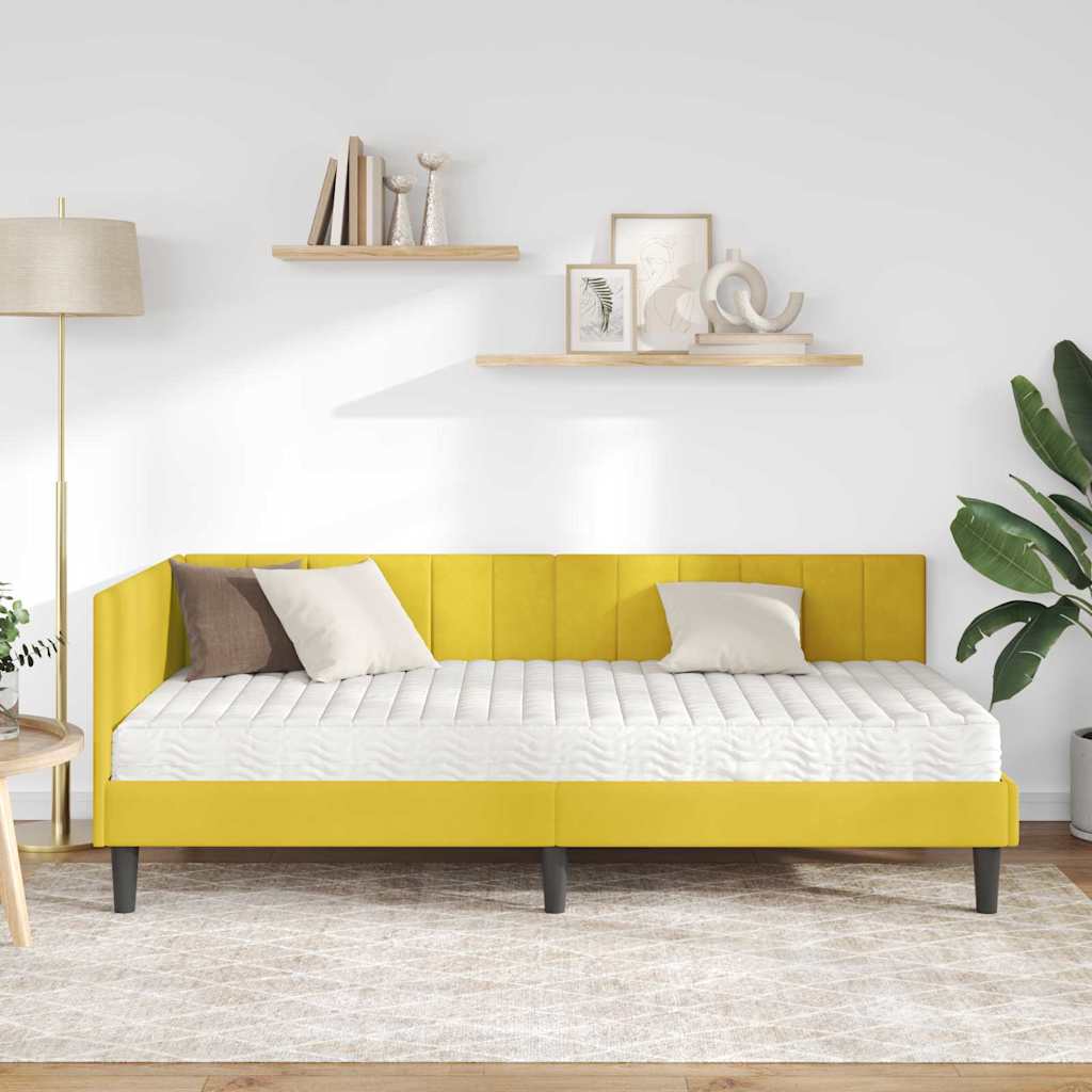 Struttura Letto Angolare con Materasso 2 pcs Giallo Velluto | homemem39