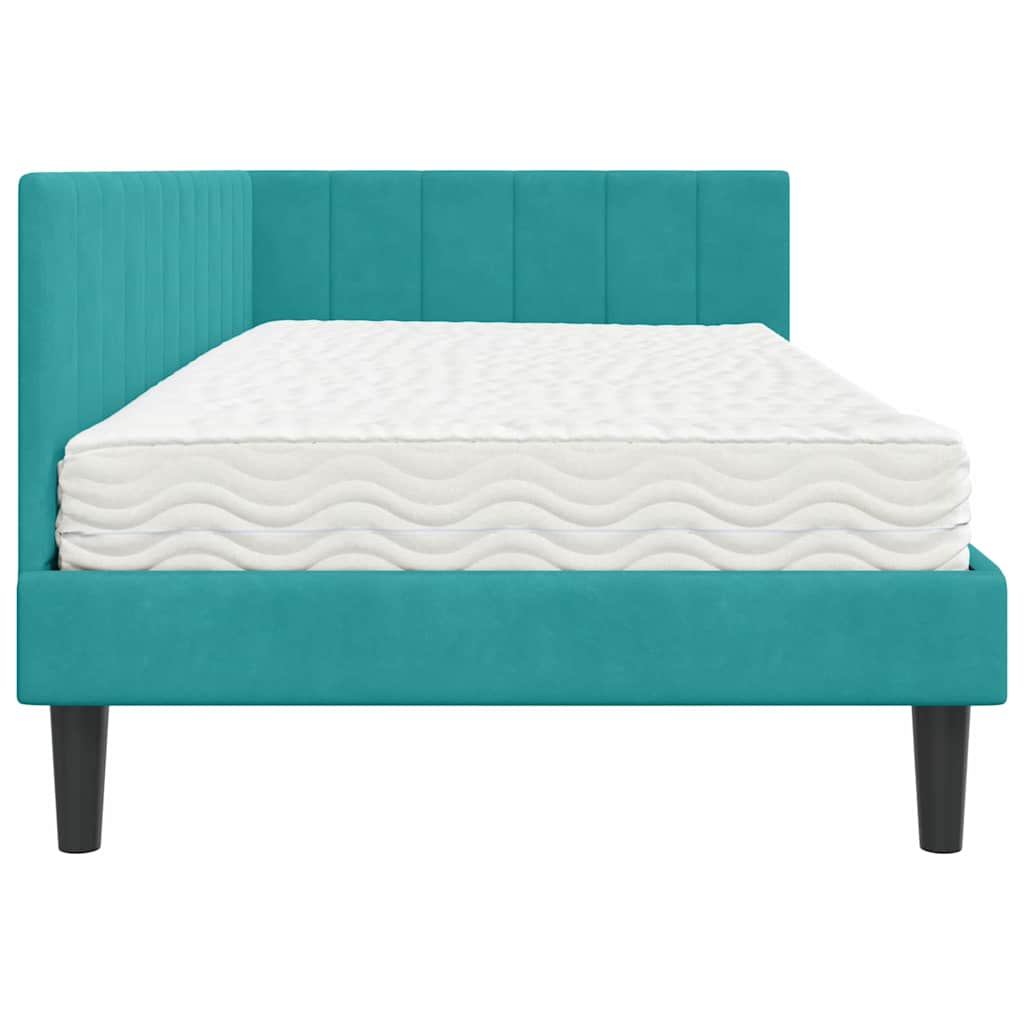 Struttura Letto Angolare con Materasso 2 pcs Turchese Velluto | homemem39