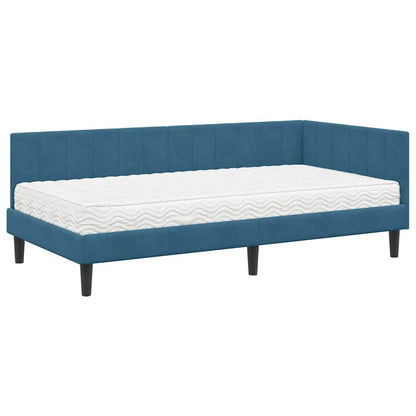 Struttura Letto Angolare con Materasso 2 pcs Blu Velluto | homemem39