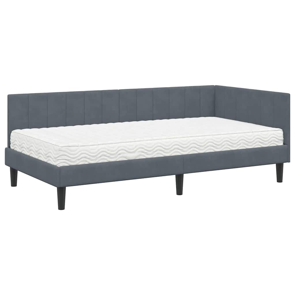 Struttura Letto Angolare con Materasso 2 pcs Grigio Velluto | homemem39