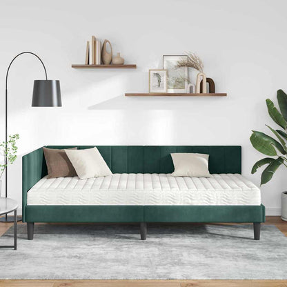 Struttura Letto Angolare con Materasso 2 pcs Verde Velluto | homemem39