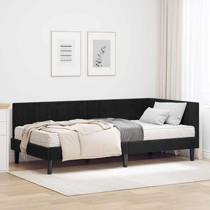 Struttura Letto Angolare con Materasso 2 pcs Nero Velluto | homemem39