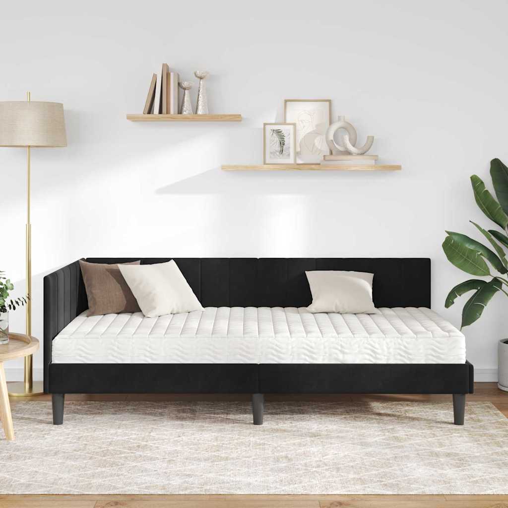 Struttura Letto Angolare con Materasso 2 pcs Nero Velluto