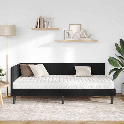 Struttura Letto Angolare con Materasso 2 pcs Nero Velluto