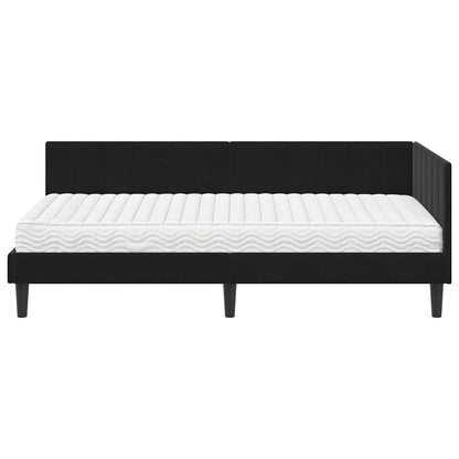 Struttura Letto Angolare con Materasso 2 pcs Nero Velluto | homemem39