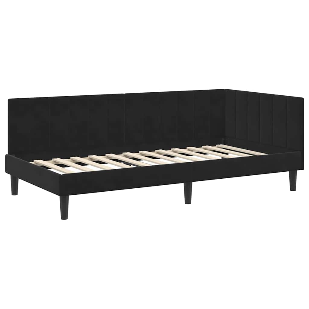 Struttura Letto Angolare con Materasso 2 pcs Nero Velluto | homemem39