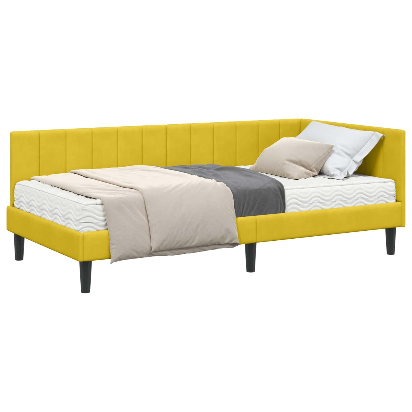 Struttura Letto Angolare con Materasso 2 pcs Giallo Velluto | homemem39