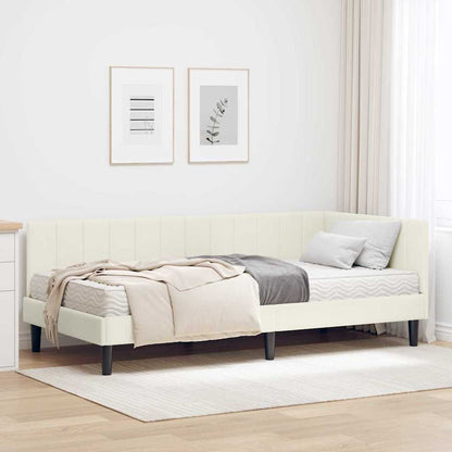 Struttura Letto Angolare con Materasso 2 pcs Crema Velluto | homemem39
