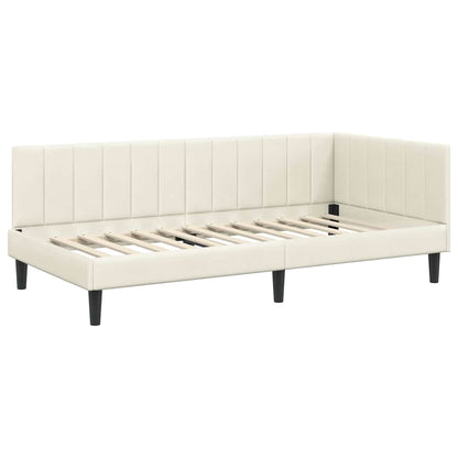 Struttura Letto Angolare con Materasso 2 pcs Crema Velluto | homemem39