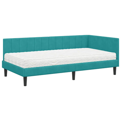 Struttura Letto Angolare con Materasso 2 pcs Turchese Velluto | homemem39