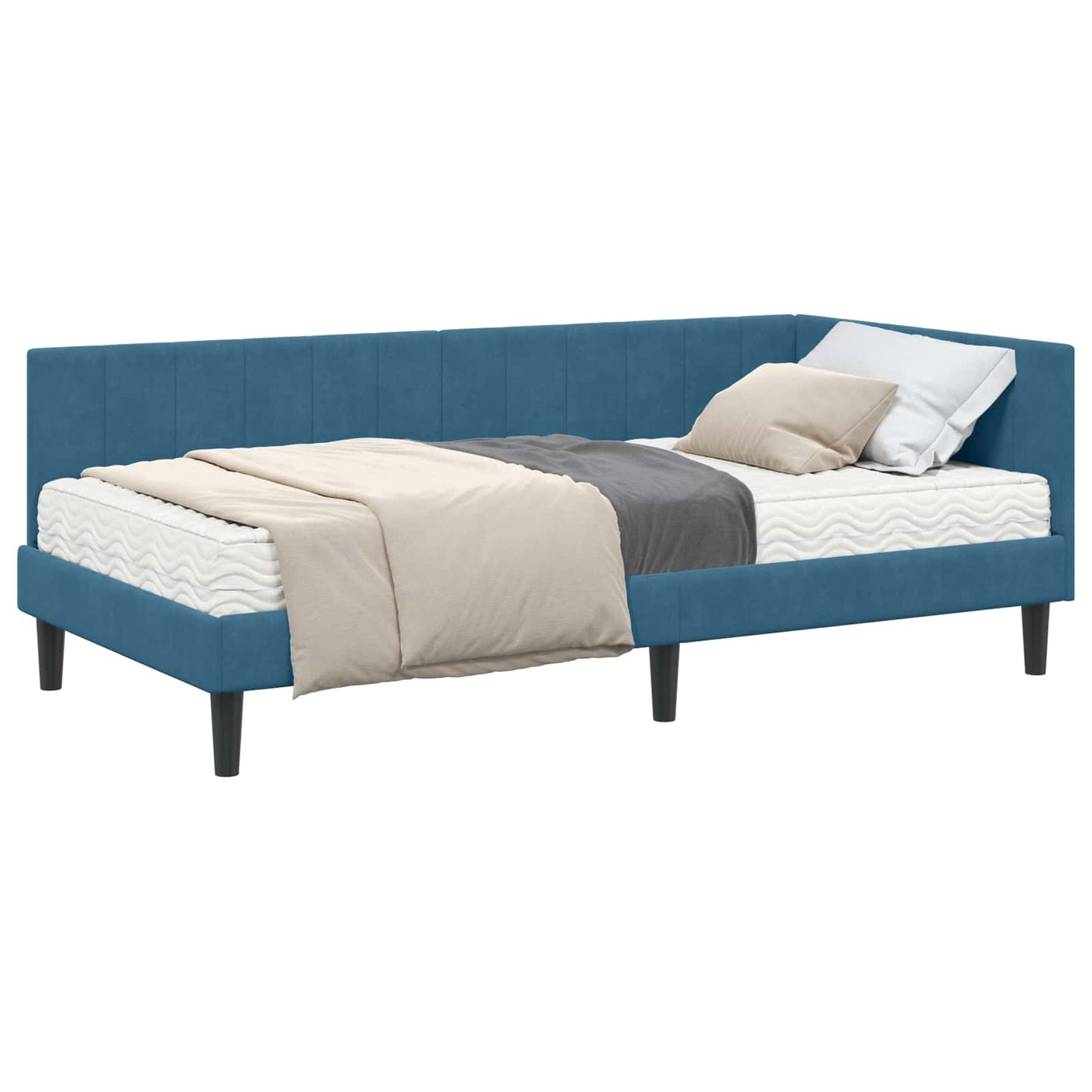 Struttura Letto Angolare con Materasso 2 pcs Blu Velluto