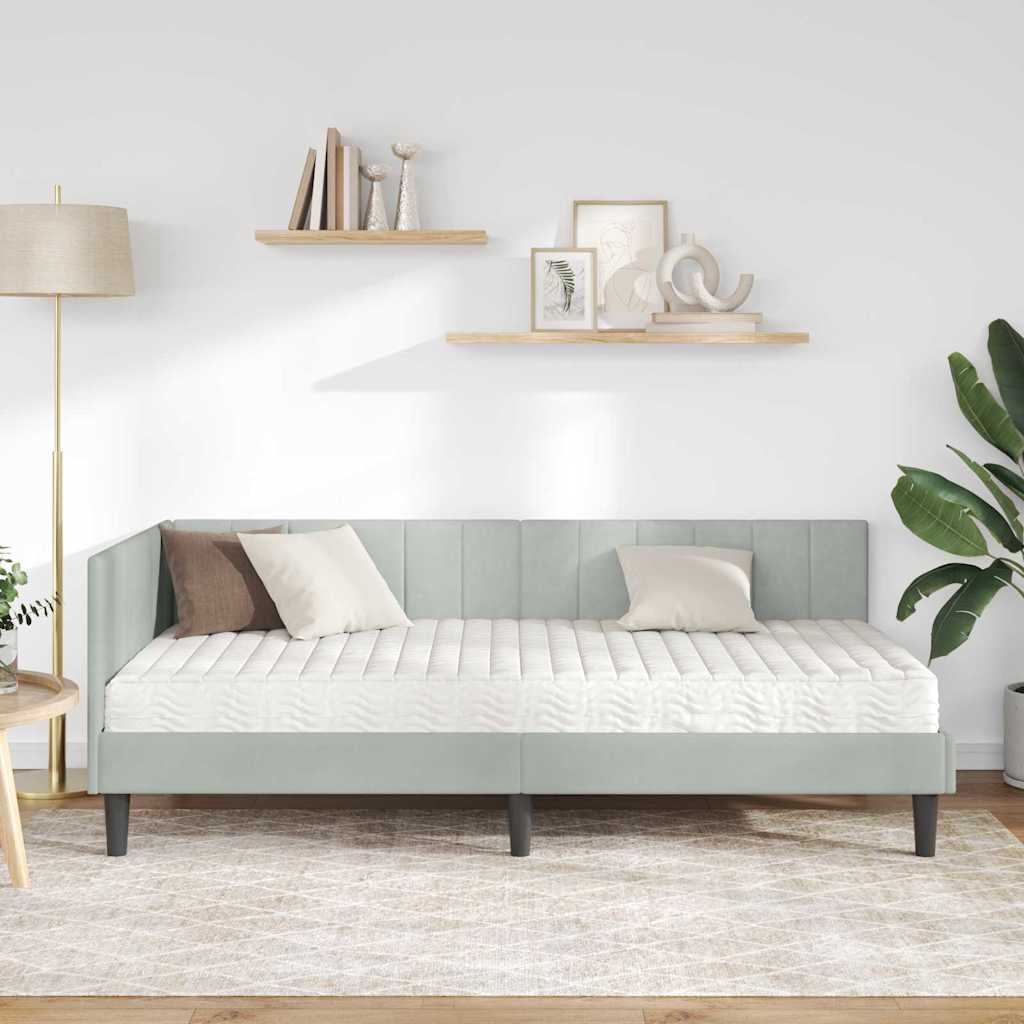Struttura Letto Angolare con Materasso 2 pcs Grigio chiaro | homemem39