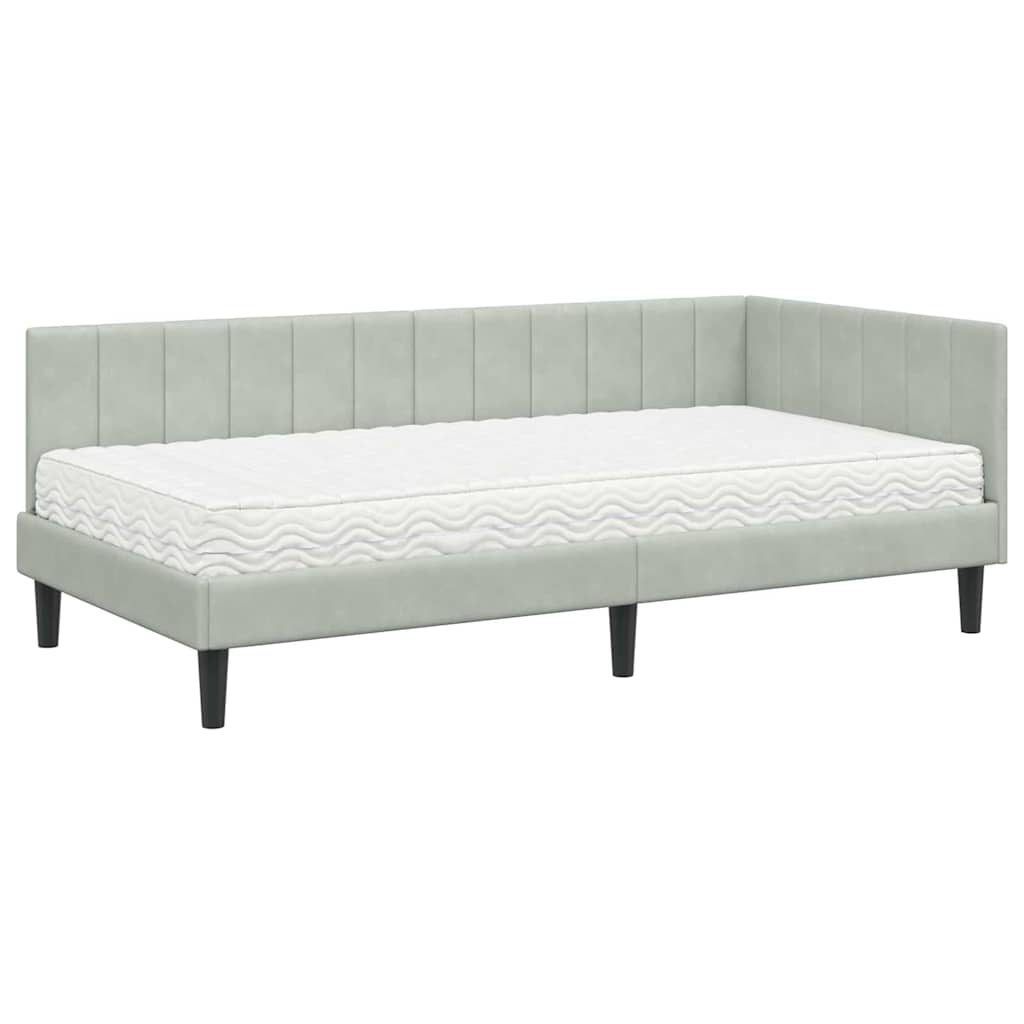 Struttura Letto Angolare con Materasso 2 pcs Grigio chiaro | homemem39