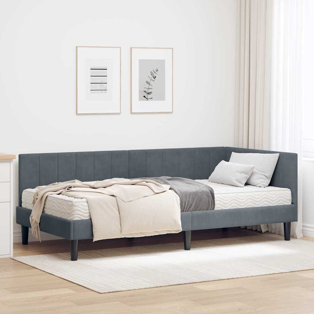 Struttura Letto Angolare con Materasso 2 pcs Grigio Velluto | homemem39