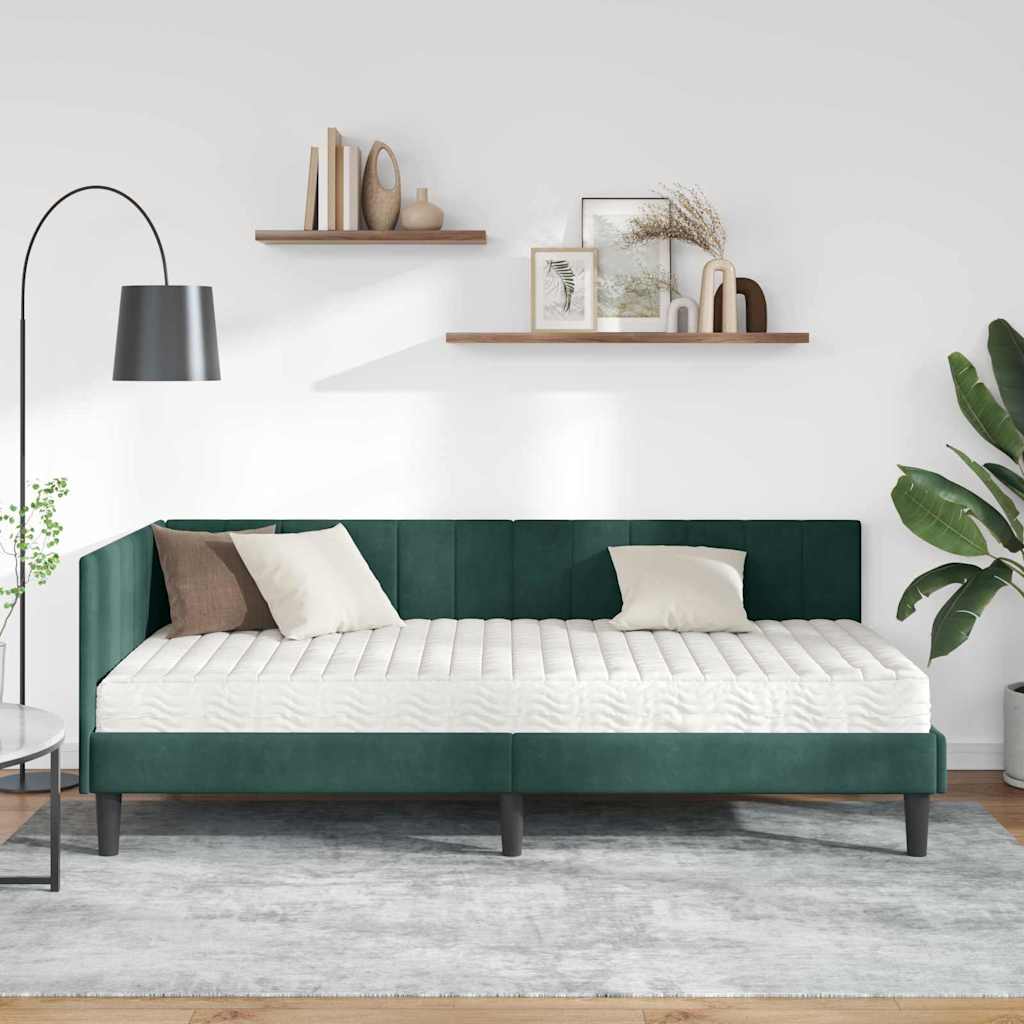 Struttura Letto Angolare con Materasso 2 pcs Verde Velluto | homemem39