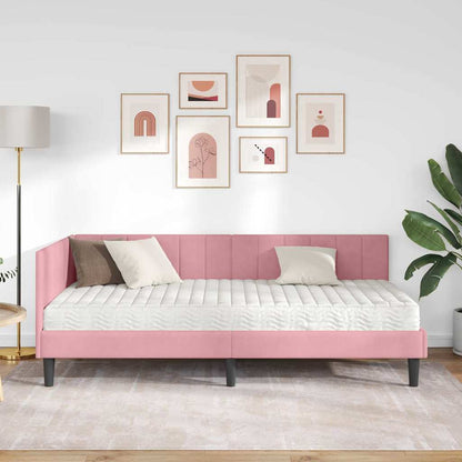 Struttura Letto Angolare con Materasso 2 pcs Grigio Velluto | homemem39