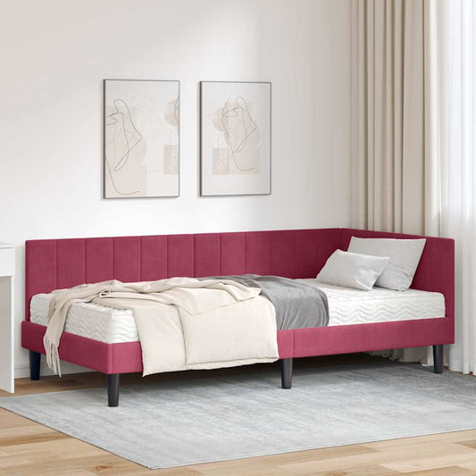 Struttura Letto Angolare con Materasso 2 pcs Verde Velluto | homemem39