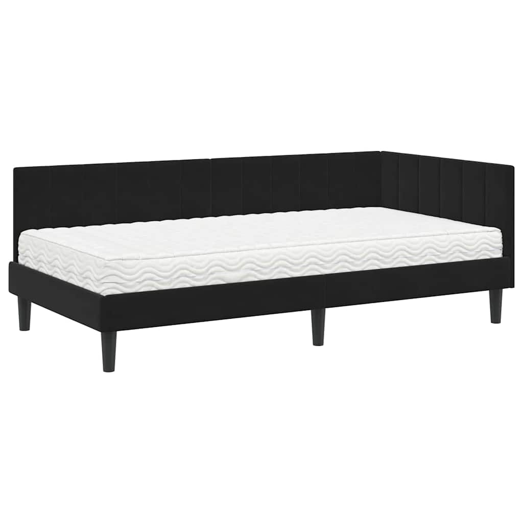 Struttura Letto Angolare con Materasso 2 pcs Nero Velluto | homemem39