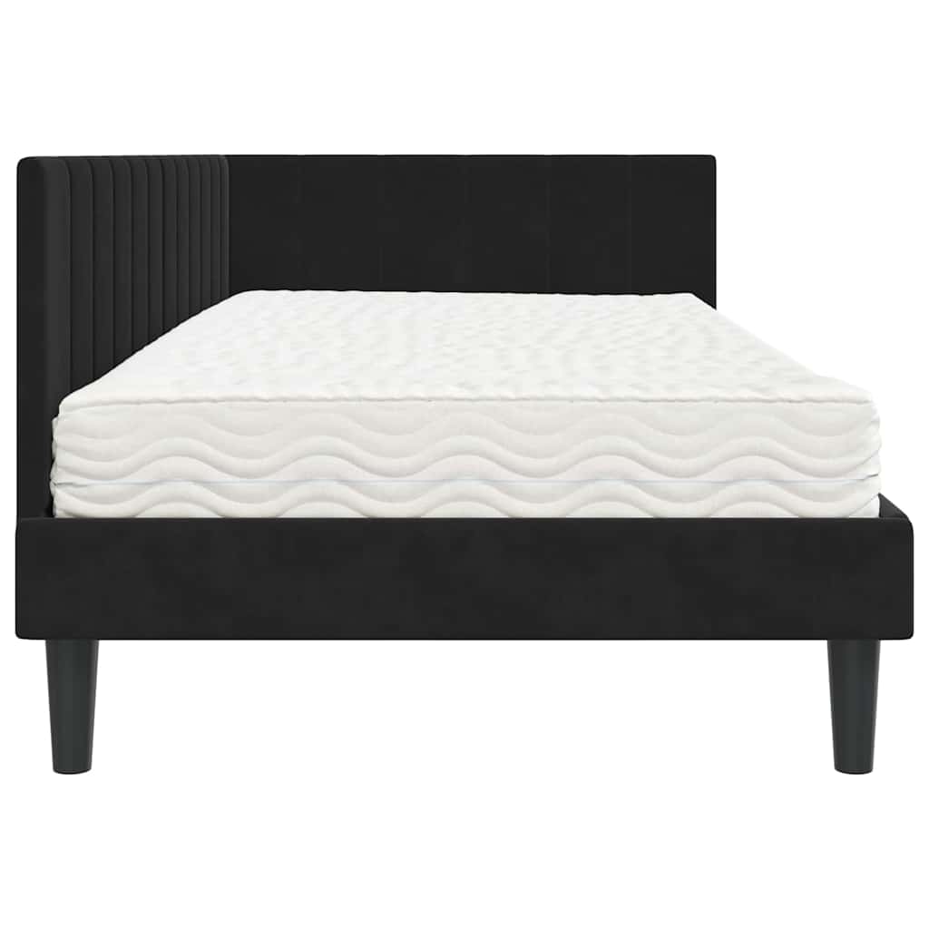 Struttura Letto Angolare con Materasso 2 pcs Nero Velluto | homemem39