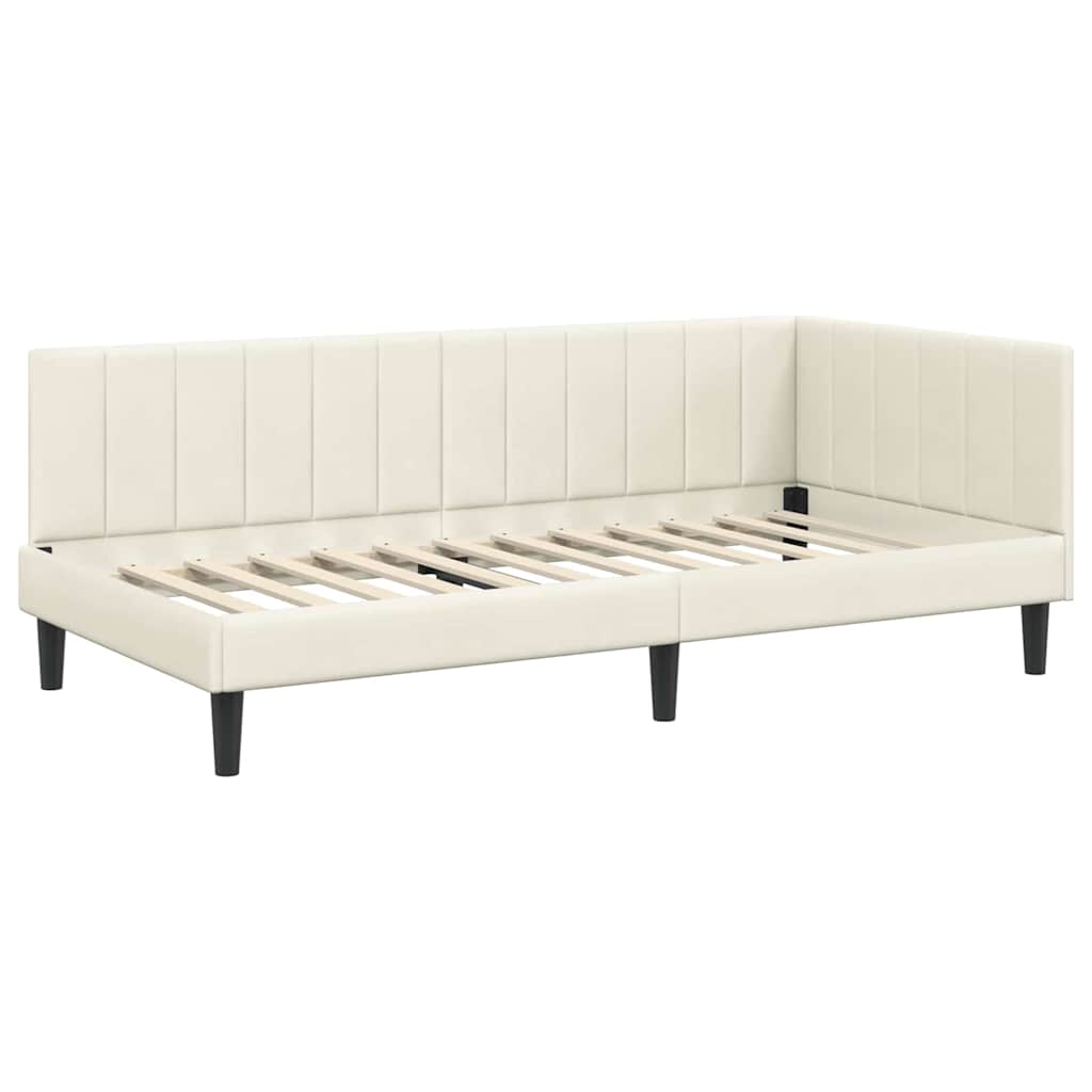 Struttura Letto Angolare con Materasso 2 pcs Crema Velluto | homemem39