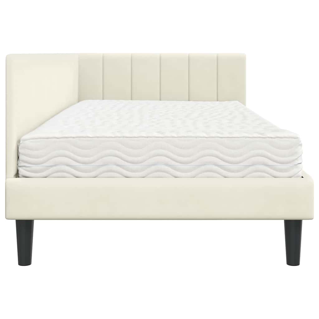 Struttura Letto Angolare con Materasso 2 pcs Crema Velluto | homemem39