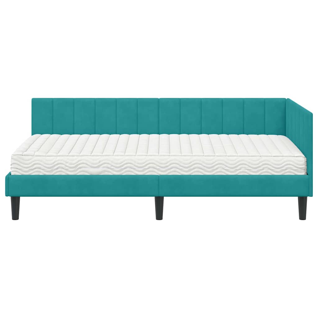 Struttura Letto Angolare con Materasso 2 pcs Turchese Velluto | homemem39