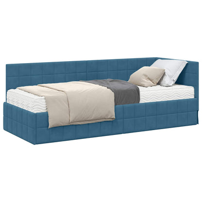 Struttura Letto Angolare con Materasso 2 pcs Blu Velluto