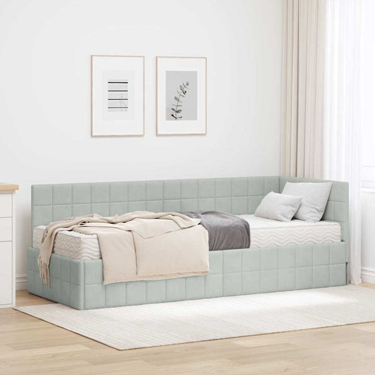 Struttura Letto Angolare con Materasso 2 pcs Grigio chiaro