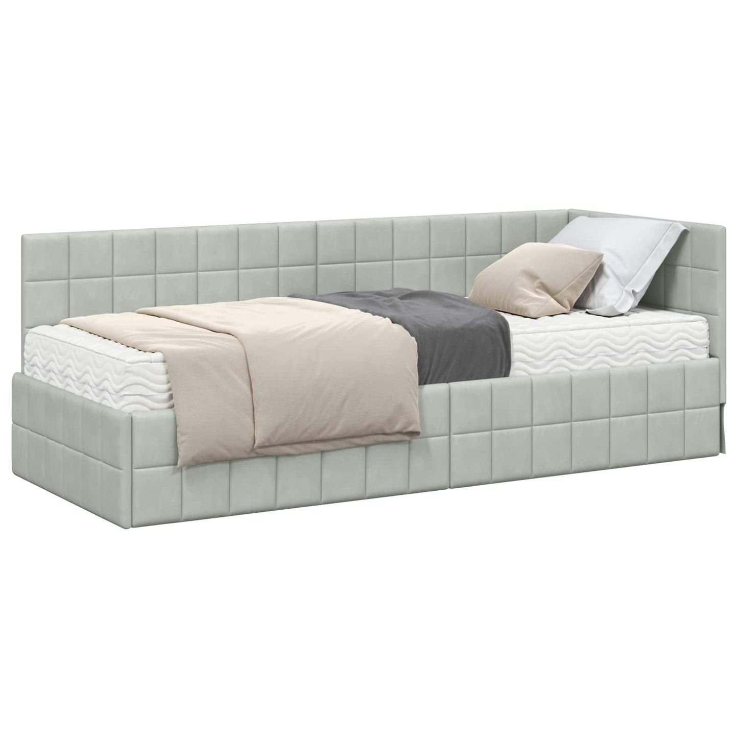 Struttura Letto Angolare con Materasso 2 pcs Grigio chiaro