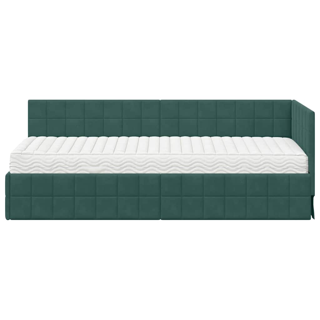 Struttura Letto Angolare con Materasso 2 pcs Verde Velluto | homemem39