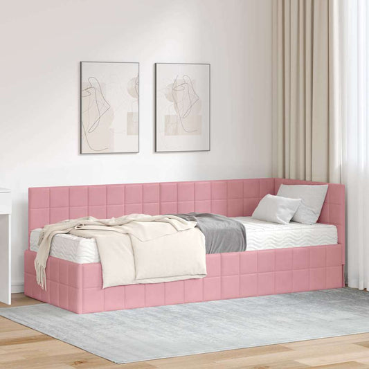 Struttura Letto Angolare con Materasso 2 pcs Grigio Velluto