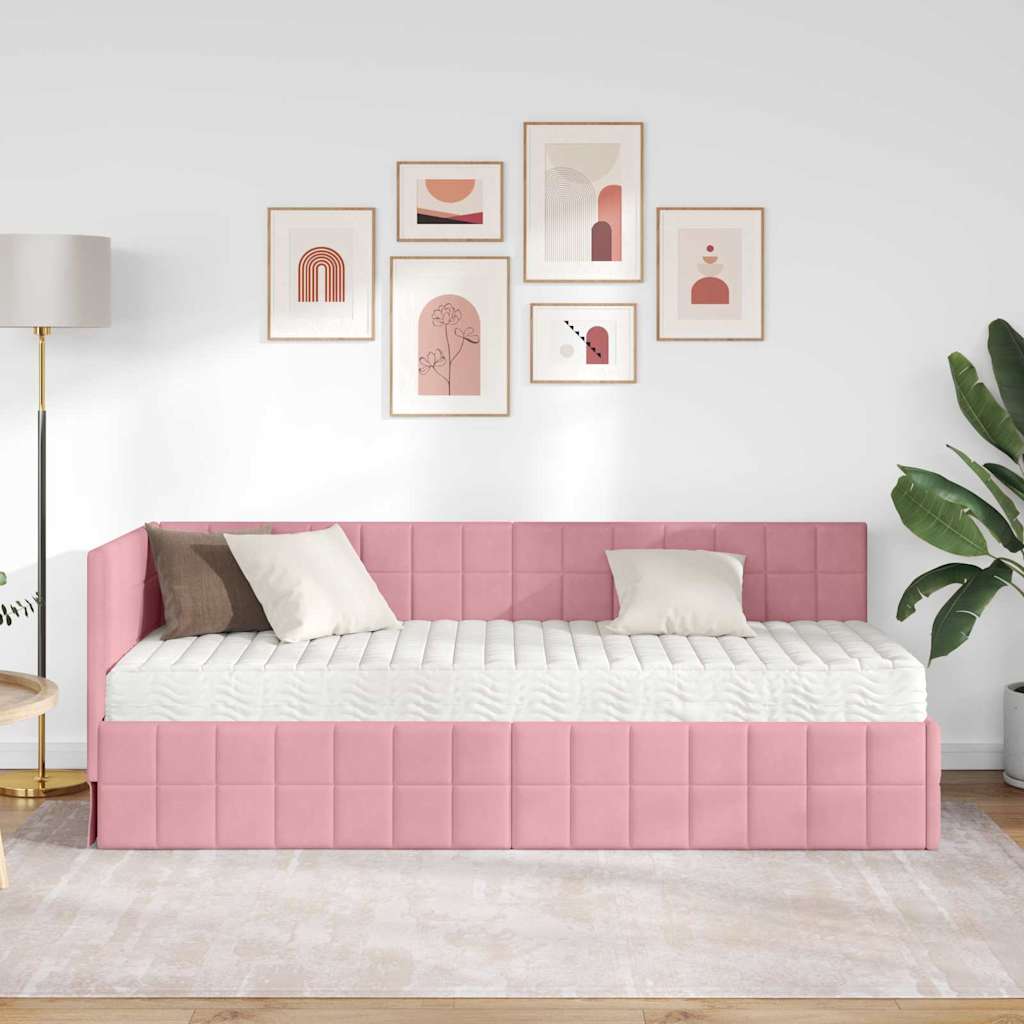 Struttura Letto Angolare con Materasso 2 pcs Grigio Velluto