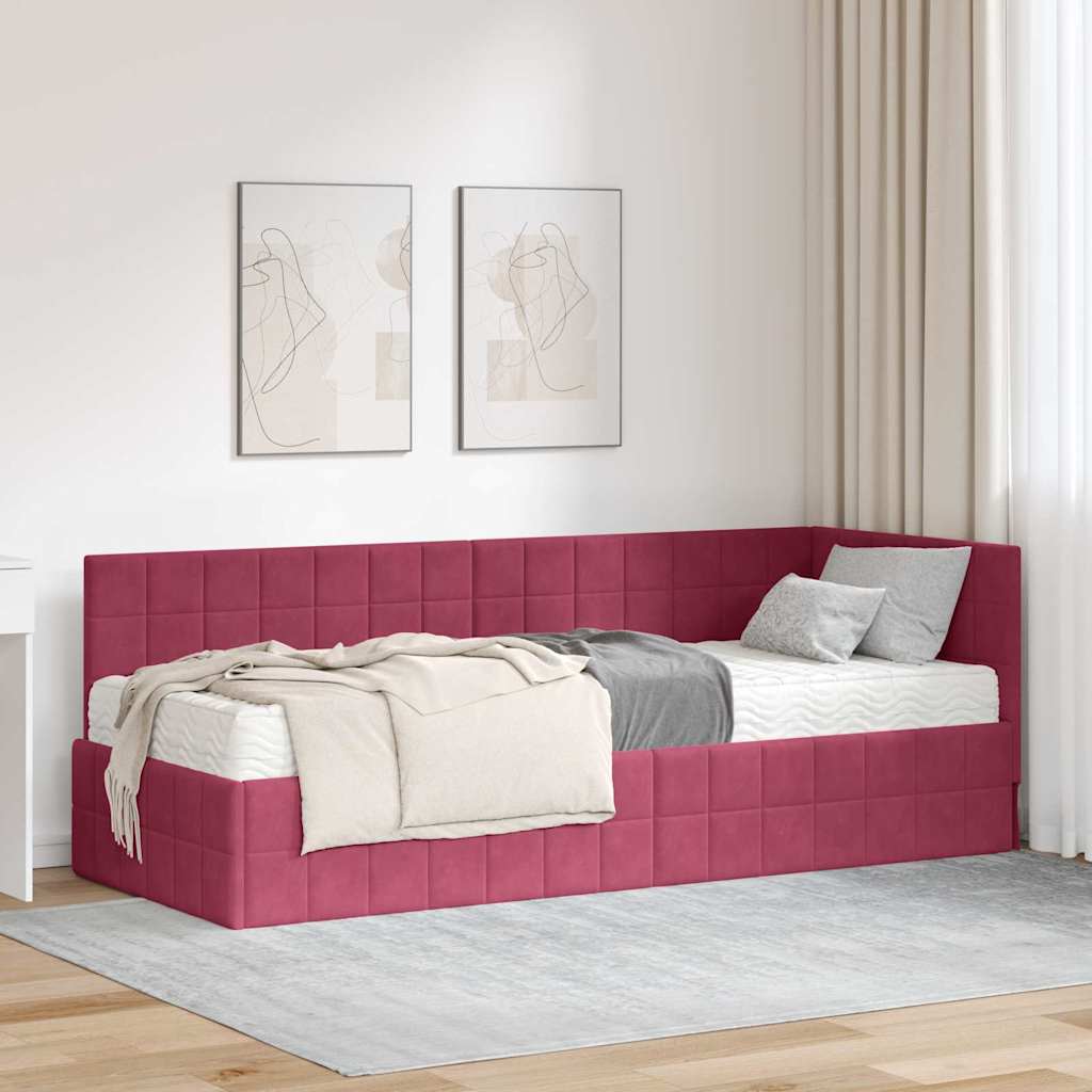Struttura Letto Angolare con Materasso 2 pcs Verde Velluto