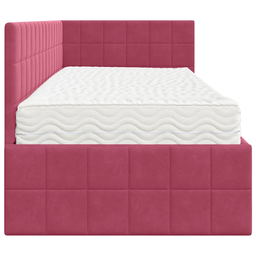 Struttura Letto Angolare con Materasso 2 pcs Verde Velluto