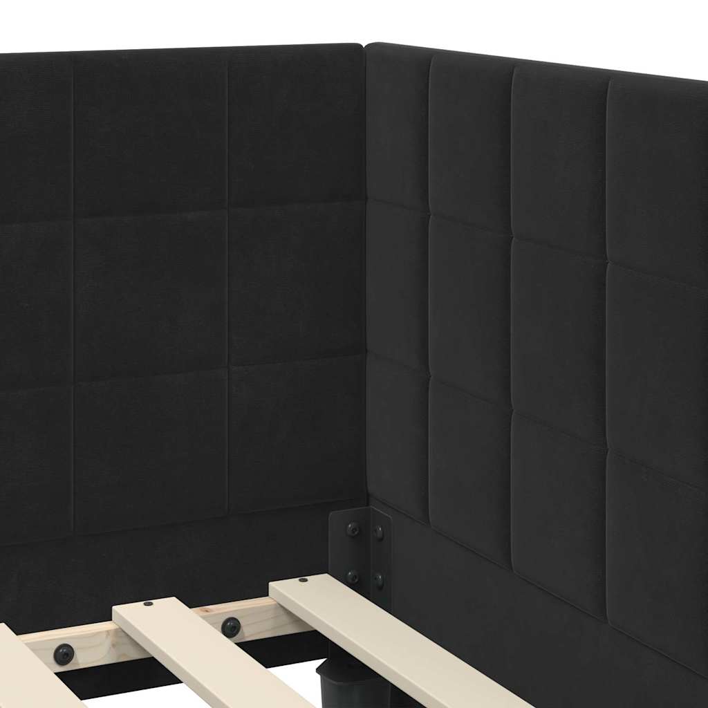 Struttura Letto Angolare con Materasso 2 pcs Nero Velluto | homemem39