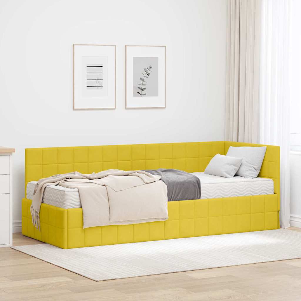 Struttura Letto Angolare con Materasso 2 pcs Giallo Velluto | homemem39