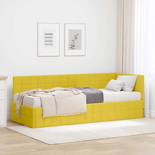 Struttura Letto Angolare con Materasso 2 pcs Giallo Velluto
