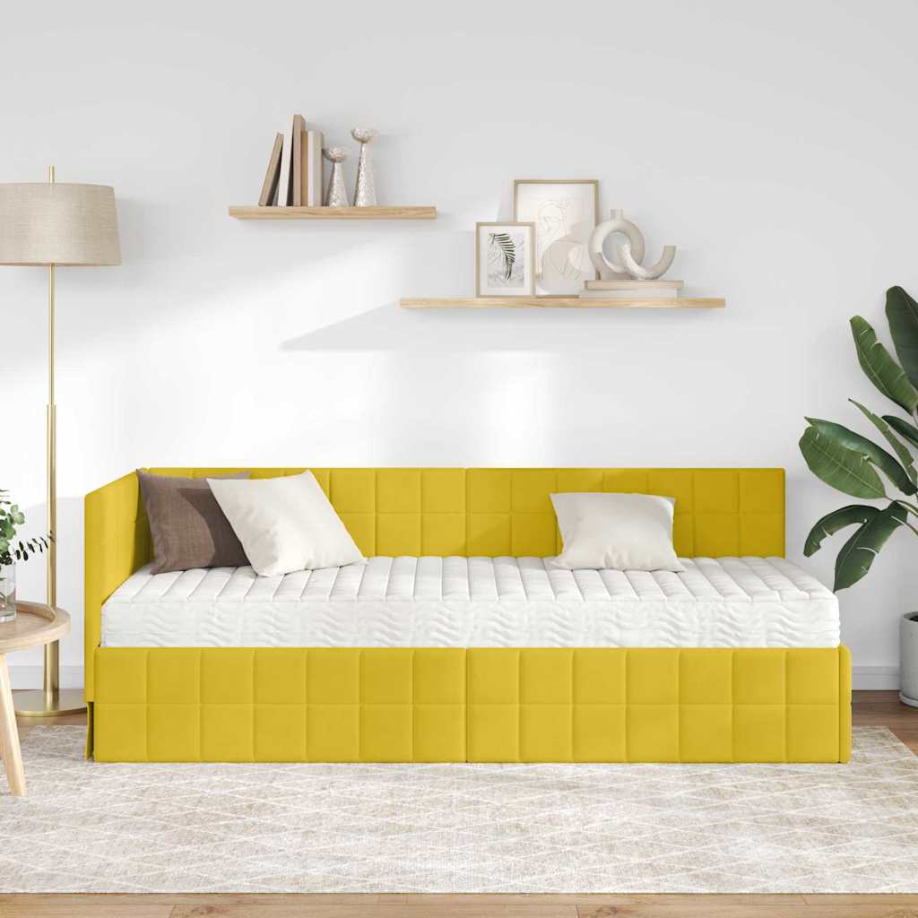 Struttura Letto Angolare con Materasso 2 pcs Giallo Velluto | homemem39