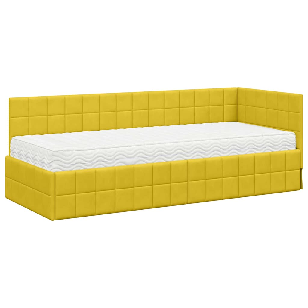 Struttura Letto Angolare con Materasso 2 pcs Giallo Velluto | homemem39