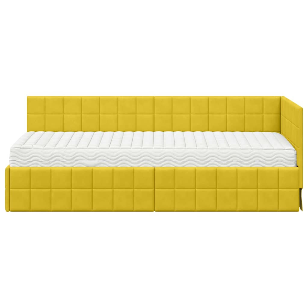 Struttura Letto Angolare con Materasso 2 pcs Giallo Velluto | homemem39