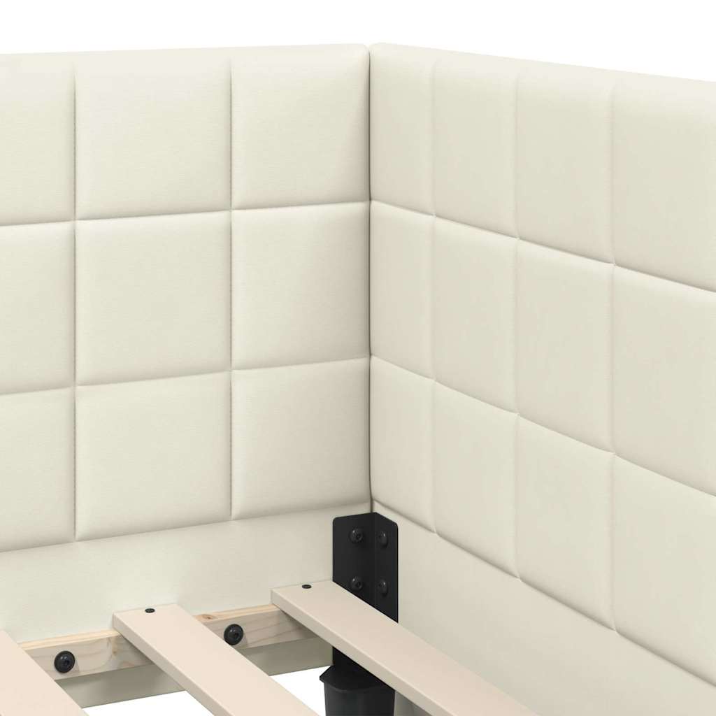 Struttura Letto Angolare con Materasso 2 pcs Crema Velluto | homemem39