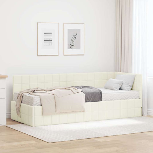 Struttura Letto Angolare con Materasso 2 pcs Crema Velluto