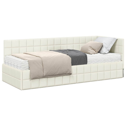 Struttura Letto Angolare con Materasso 2 pcs Crema Velluto