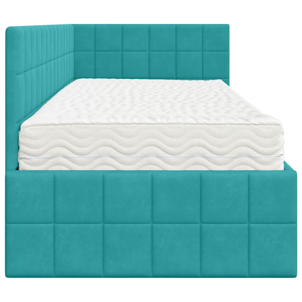 Struttura Letto Angolare con Materasso 2 pcs Turchese Velluto