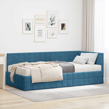 Struttura Letto Angolare con Materasso 2 pcs Blu Velluto